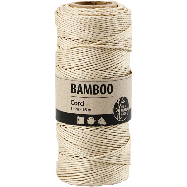 Bambuskordel, Dicke 1 mm, Naturweiß, 65 m/ 1 Rolle – Bild 2