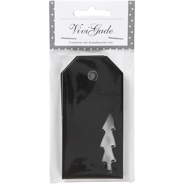 Geschenkanhänger, Größe 5x10 cm, 300 g, Schwarz, 15 Stk/ 1 Pck – Bild 2