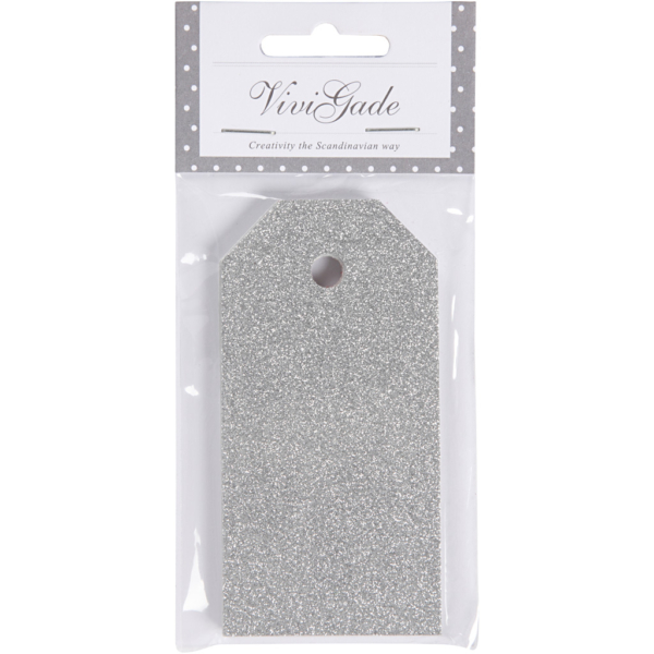 Geschenkanhänger, Größe 5x10 cm, Glitter, 300 g, Silber, 15 Stk/ 1 Pck – Bild 2