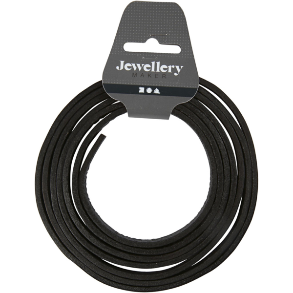 Lederband , B 10 mm, Dicke 3 mm, Schwarz, 2 m/ 1 Pck – Bild 2