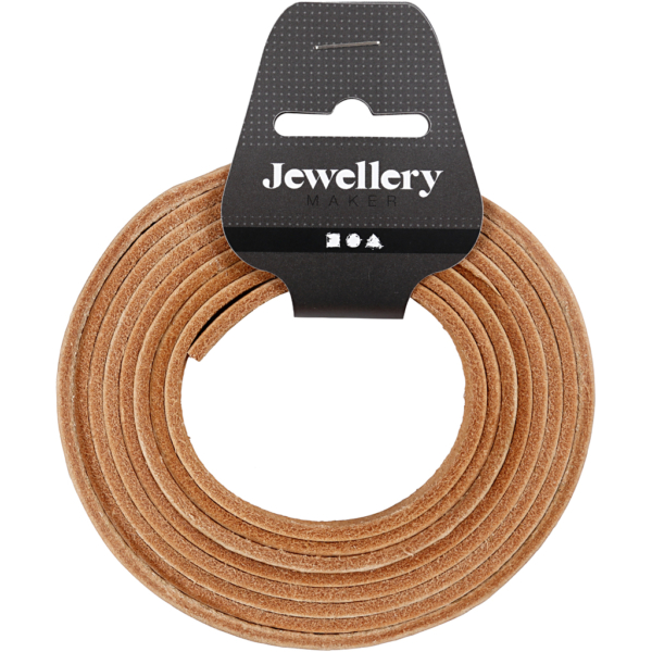 Lederband , B 10 mm, Dicke 3 mm, Natur, 2 m/ 1 Pck – Bild 3