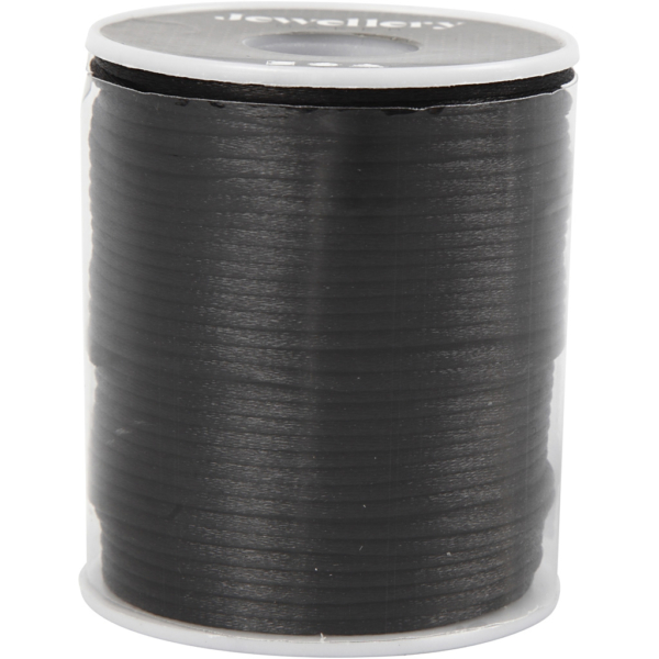 Satinband, Dicke 2 mm, Schwarz, 50 m/ 1 Rolle – Bild 2