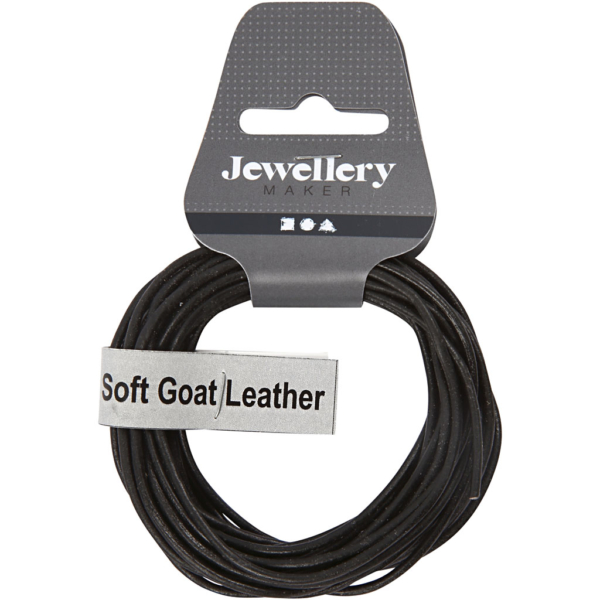 Lederband , Dicke 2 mm, Schwarz, 4 m/ 1 Rolle – Bild 2