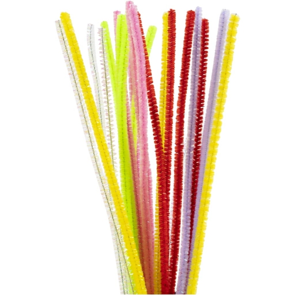 Pfeifenreiniger, L 30 cm, Dicke 6 mm, Frühlingsfarben, 24 Stk/ 1 Pck