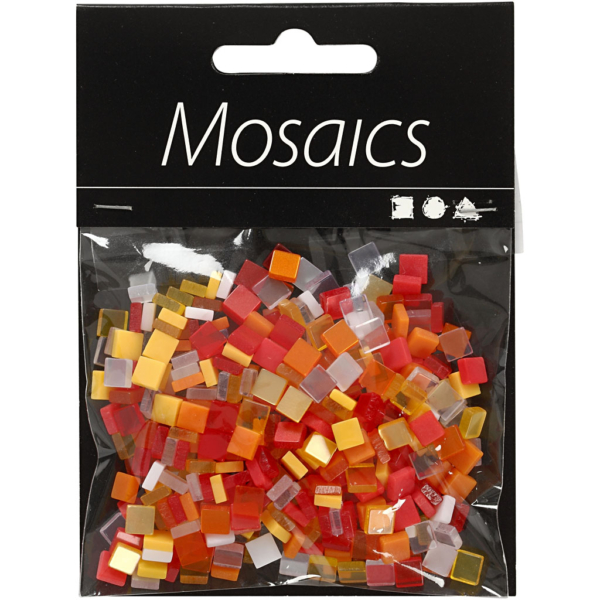 Mini-Mosaik, Größe 5x5 mm, Dicke 2 mm, Harmonie in Rot-Orange, 25 g/ 1 Pck – Bild 2