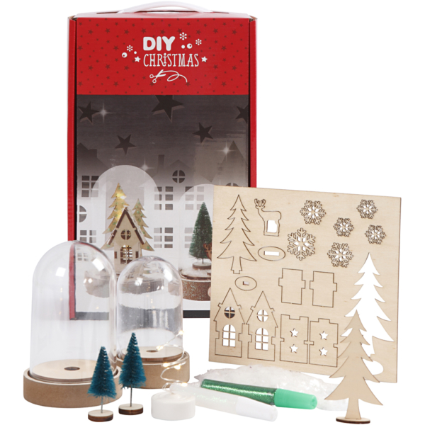 DIY-Set für Deko-Szenen unter Plastikglocken, H 10+12,5 cm, 1 Pck