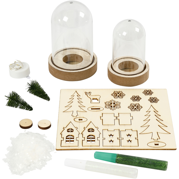 DIY-Set für Deko-Szenen unter Plastikglocken, H 10+12,5 cm, 1 Pck – Bild 2
