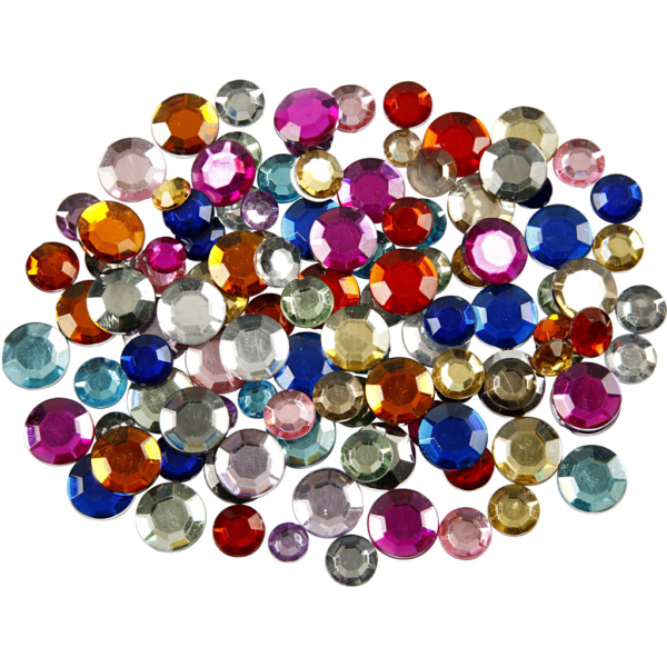 Strasssteine, rund, D 6+9+12 mm, Sortierte Farben, 3600 Stk/ 1 Pck – Bild 2