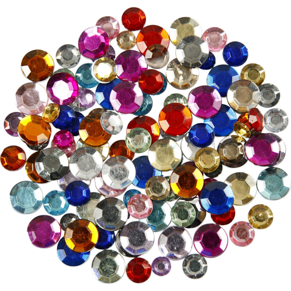 Strasssteine, rund, D 6+9+12 mm, Sortierte Farben, 3600 Stk/ 1 Pck – Bild 3