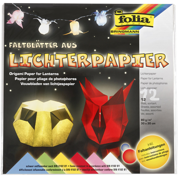 Leichtes, helles Papier, 30x30 cm, 80 g, Standard-Farben, 12 Bl./ 1 Pck – Bild 2