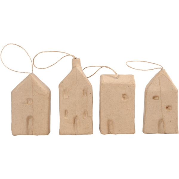 Pappmaché-Haus, H 9,5-12 cm, L 5,5-6,5 cm, B 3 cm, 4 Stk/ 1 Pck – Bild 5