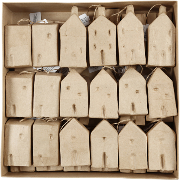 Pappmaché-Haus, H 9,5-12 cm, L 5,5-6,5 cm, B 3 cm, 4x9 Stk/ 1 Pck – Bild 5