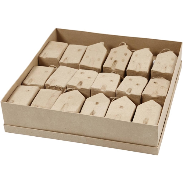 Pappmaché-Haus, H 9,5-12 cm, L 5,5-6,5 cm, B 3 cm, 4x9 Stk/ 1 Pck – Bild 6