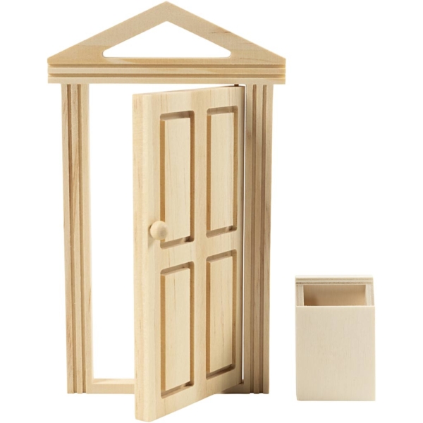 Tür mit Gesims und Briefkasten, H 5,5+18 cm, B 3,5+10,5 cm, 1 Pck – Bild 2