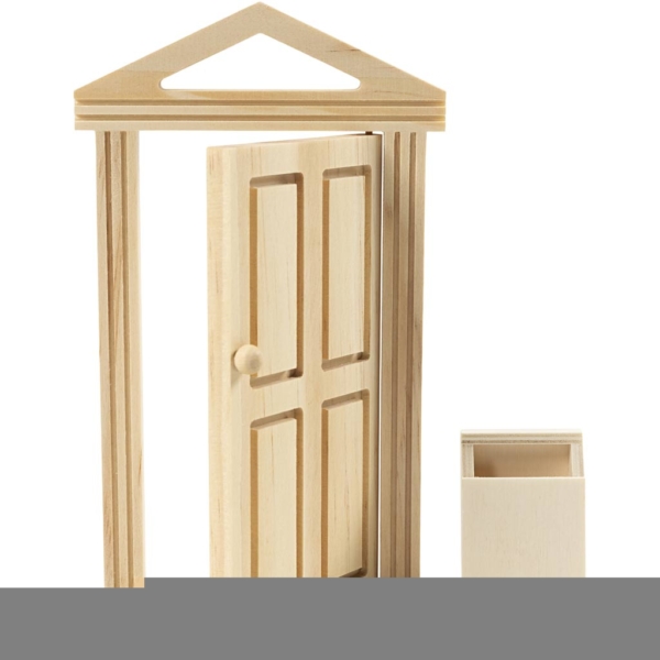 Tür mit Gesims und Briefkasten, H 5,5+18 cm, B 3,5+10,5 cm, 1 Pck – Bild 3