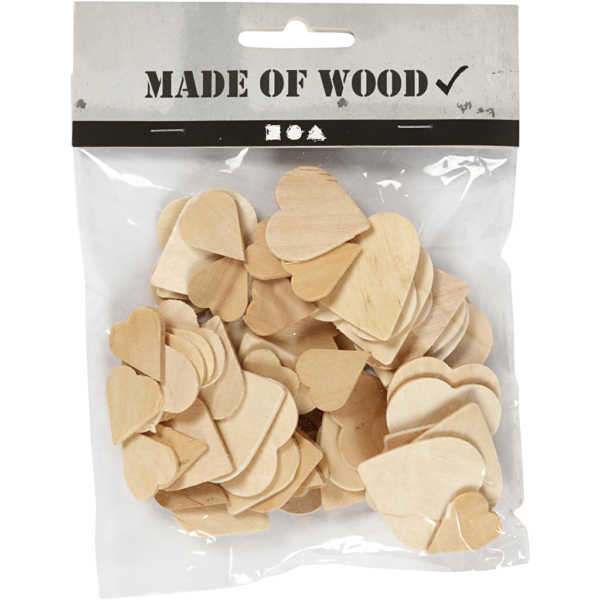 Holzherzen, Größe 18-30 mm, Dicke 2 mm, 60 Stk/ 1 Pck – Bild 2