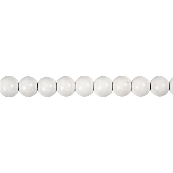 Holzperlen, D 8 mm, Lochgröße 2 mm, Weiß, 15 g/ 1 Pck, 80 Stck. – Bild 4