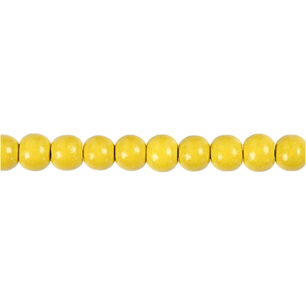 Holzperlen, D 8 mm, Lochgröße 2 mm, Gelb, 15 g/ 1 Pck, 80 Stck. – Bild 4