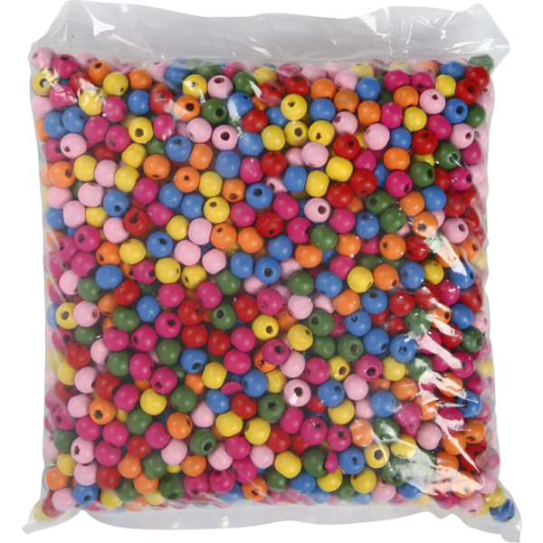 Holzperlen, D 10 mm, Lochgröße 2,5-3 mm, Sortierte Farben, 500 g/ 1 Btl. – Bild 4