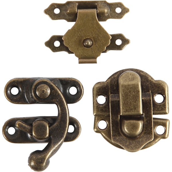 Mini-Beschläge, Größe 16x19-19x29,5 mm, Antikgold, 15 Set/ 1 Pck – Bild 2