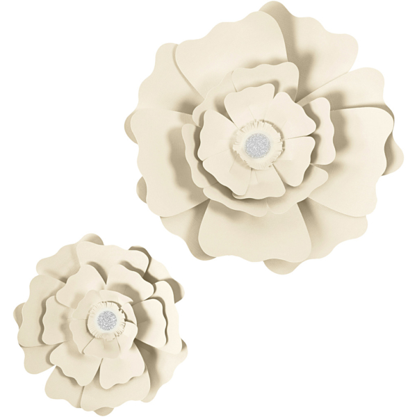 Papierblumen, D 15+25 cm, 230 g, Naturweiß, 2 Stk/ 1 Pck – Bild 2