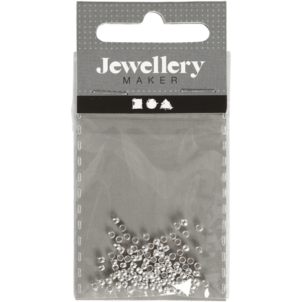 Quetschperlen, D 2 mm, Versilbert, 100 Stk/ 1 Pck – Bild 3