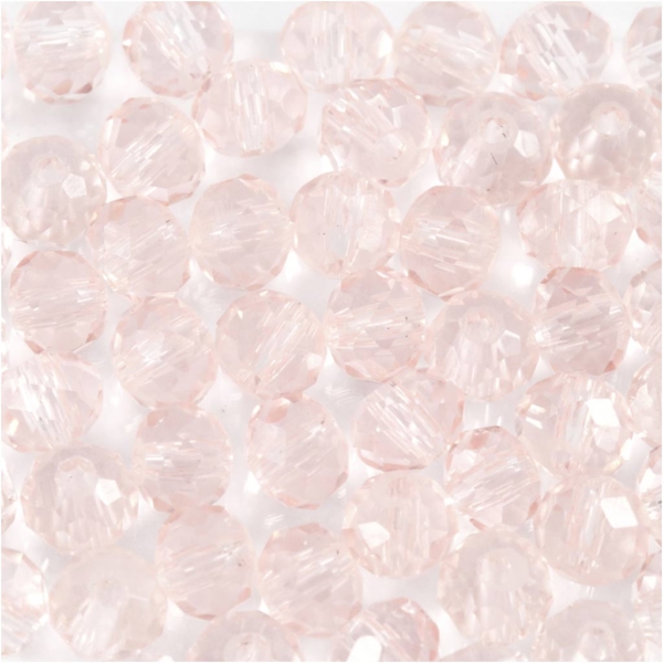 Glasperlen, D 4 mm, Lochgröße 1 mm, Hellrosa, 45 Stk/ 1 Pck