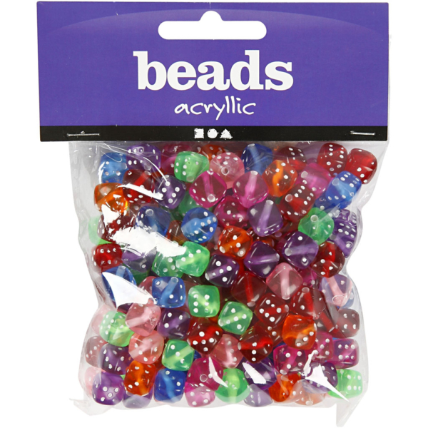Würfel-Perlen, Mix, Größe 7x7 mm, Lochgröße 1,5 mm, 125 ml/ 1 Pck, 105 g – Bild 2