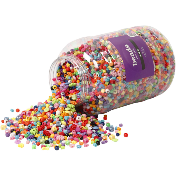 Kunststoffperlen, Größe 6-20 mm, Lochgröße 1,5-6 mm, 5700 ml/ 1 Eimer, 3000 g – Bild 2