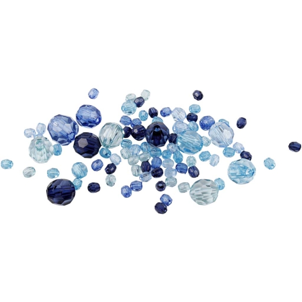Facettenperlen-Mix, Größe 4-12 mm, Lochgröße 1-2,5 mm, Harmonie in Blau, 45 g/ 1 Pck – Bild 2