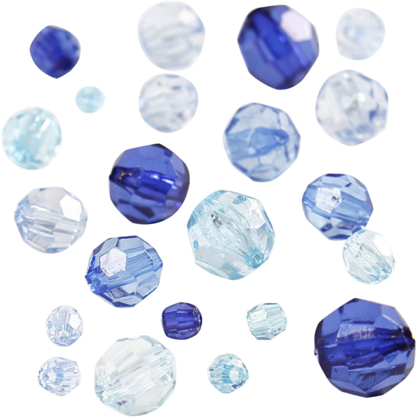 Facettenperlen-Mix, Größe 4-12 mm, Lochgröße 1-2,5 mm, Harmonie in Blau, 45 g/ 1 Pck – Bild 4