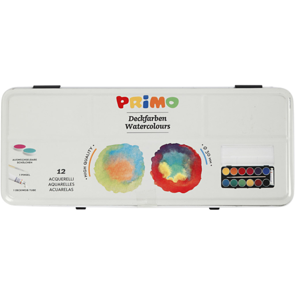 PRIMO Wasserfarben, D 30 mm, Sortierte Farben, 12 Stk/ 1 Pck – Bild 2