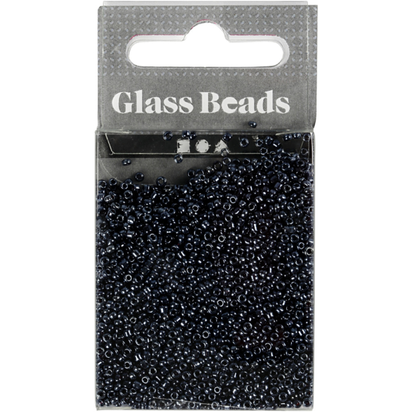 Rocailleperlen, D 1,7 mm, Größe 15/0 , Lochgröße 0,5-0,8 mm, Dunkelgrau, 25 g/ 1 Pck – Bild 2