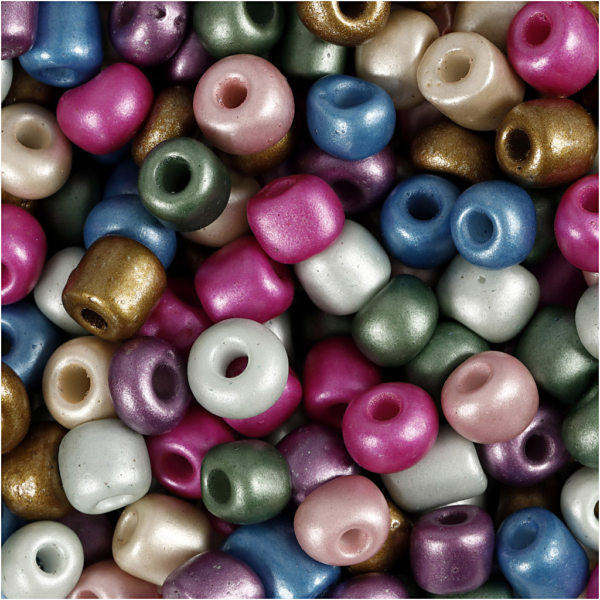 Rocailleperlen, D 5 mm, Größe 4/0 , Lochgröße 1,2 mm, Metallic-Farben, 720 g/ 1 Dose