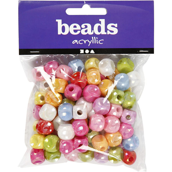 Würfel-Perlen, Mix, Größe 10x10 mm, Lochgröße 4 mm, 125 ml/ 1 Pck, 60 g – Bild 2