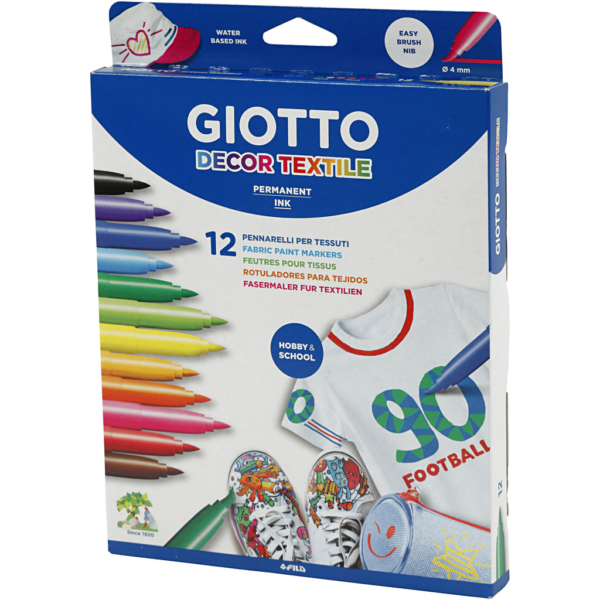 GIOTTO Stoffmalstifte, Strichstärke 4 mm, Sortierte Farben, 12 Stk/ 1 Pck – Bild 3