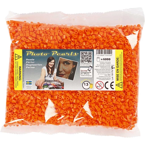 Bügelperlen, Größe 5x5 mm, Lochgröße 2,5 mm, medium, Orange (32233), 6000 Stk/ 1 Pck – Bild 2