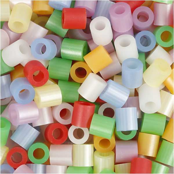 Bügelperlen, Größe 5x5 mm, Lochgröße 2,5 mm, medium, Perlmuttfarben, 5000 sort./ 1 Eimer