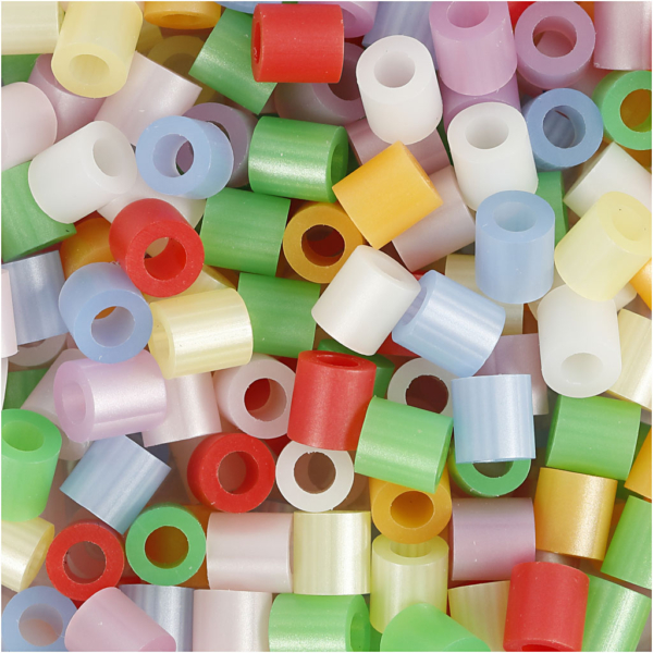 Bügelperlen, Größe 5x5 mm, Lochgröße 2,5 mm, medium, Perlmuttfarben, 5000 sort./ 1 Eimer – Bild 3