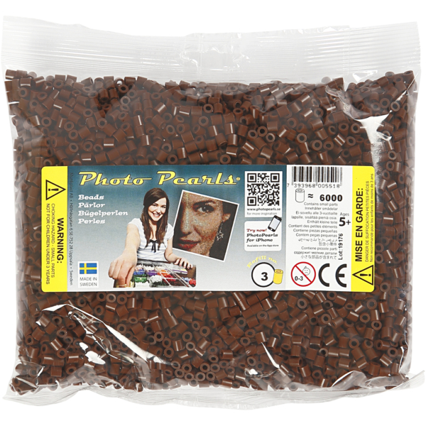 Fotoperlen, Größe 5x5 mm, Lochgröße 2,5 mm, medium, Braun (3), 6000 Stk/ 1 Pck – Bild 2