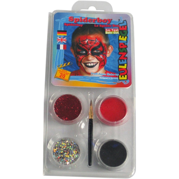 Eulenspiegel Gesichtsschminke - Motivset, Spiderman, Sortierte Farben, 1 Set – Bild 3