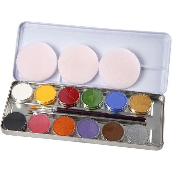 Eulenspiegel Gesichtsschminke, Sortierte Farben, 12 Farbe/ 1 Set – Bild 2