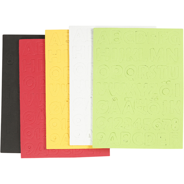 Moosgummi-Buchstaben & Zahlen, Größe 2-2,3 cm, Dicke 2 mm, Sortierte Farben, 5 Bl./ 1 Pck – Bild 2