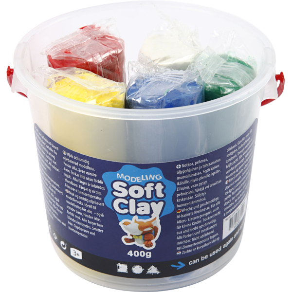 Soft Clay Knetmasse, H 9,5 cm, Sortierte Farben, 400 g/ 1 Eimer – Bild 3