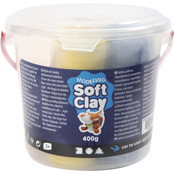 Soft Clay Knetmasse, H 9,5 cm, Sortierte Farben, 400 g/ 1 Eimer – Bild 5