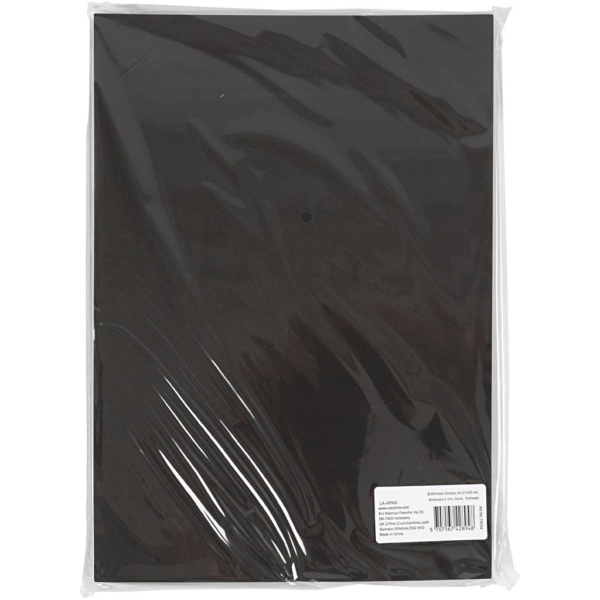 EVA-Schaumstoff, A4, 210x297 mm, Dicke 2 mm, Schwarz, 10 Bl./ 1 Pck – Bild 3