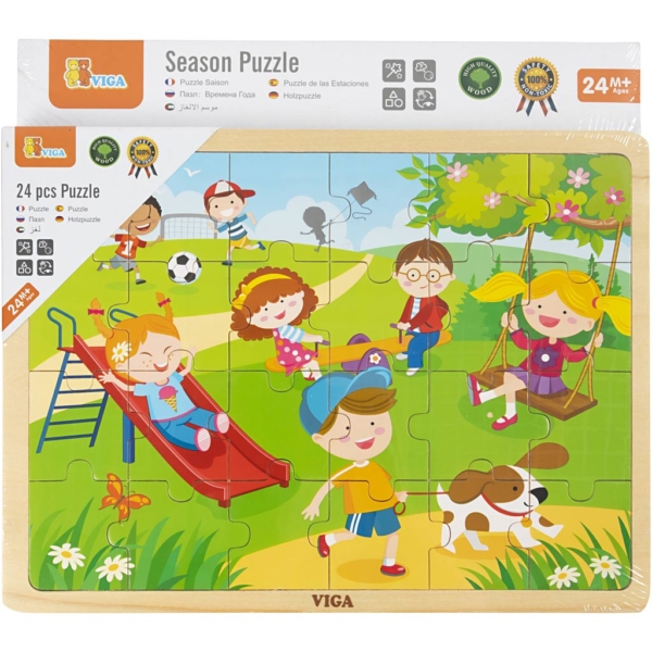 VIGA Laubsäge-Puzzle aus Holz, Saisonales, Größe 22,5x30 cm, 4 Stk/ 1 Pck, 4x24 Stücke – Bild 2