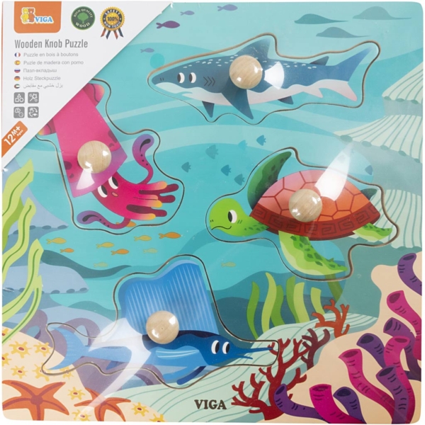 VIGA Kinder-Puzzle mit Knöpfen, H 26 mm, L 22 cm, 1 Stk – Bild 2