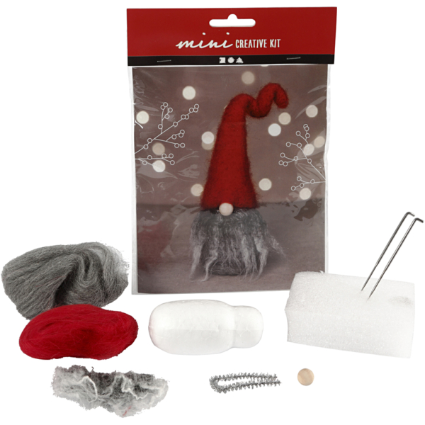 Mini Kreativ Set, Weihnachtswichtel mit grauem Bart, H 13 cm, 1 Pck