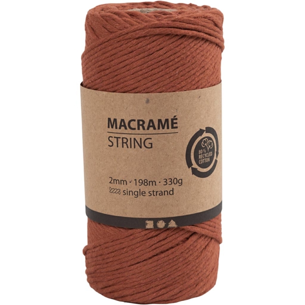 Macramé-Kordel, L 198 m, D 2 mm, Orange gebrannt, 330 g/ 1 Rolle – Bild 2